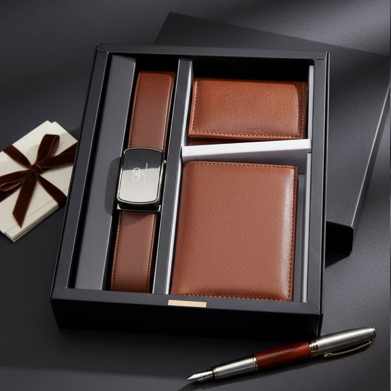 ست کیف و کمربند قهوه ای مدل M101